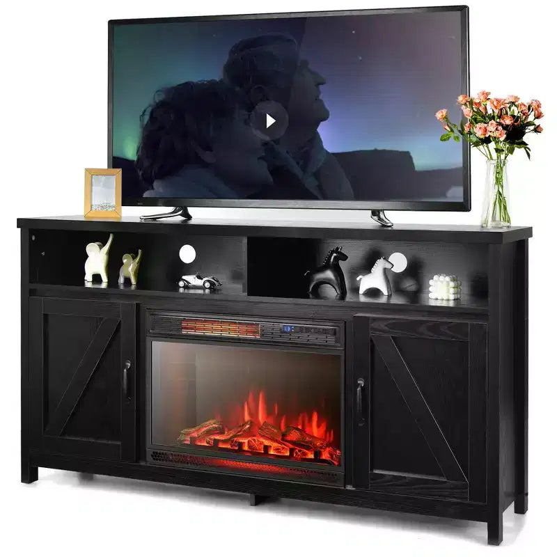 Costway 1350W Electric Fireplace Heater W/59'' Fireplace TV Stand