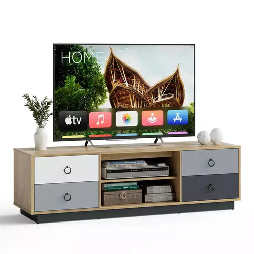 Costway 55'' TV Stand Entertainment Media Center w/ Storage Cabinets Adjustable Shelves