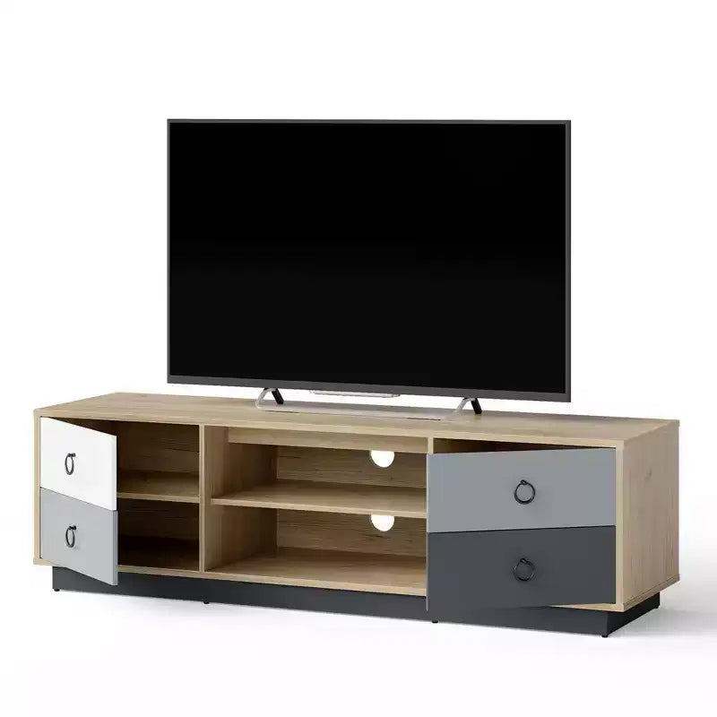 Costway 55'' TV Stand Entertainment Media Center w/ Storage Cabinets Adjustable Shelves