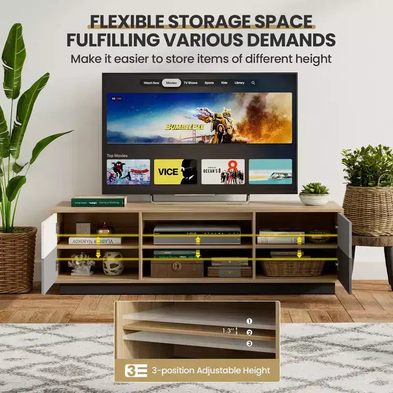 Costway 55'' TV Stand Entertainment Media Center w/ Storage Cabinets Adjustable Shelves