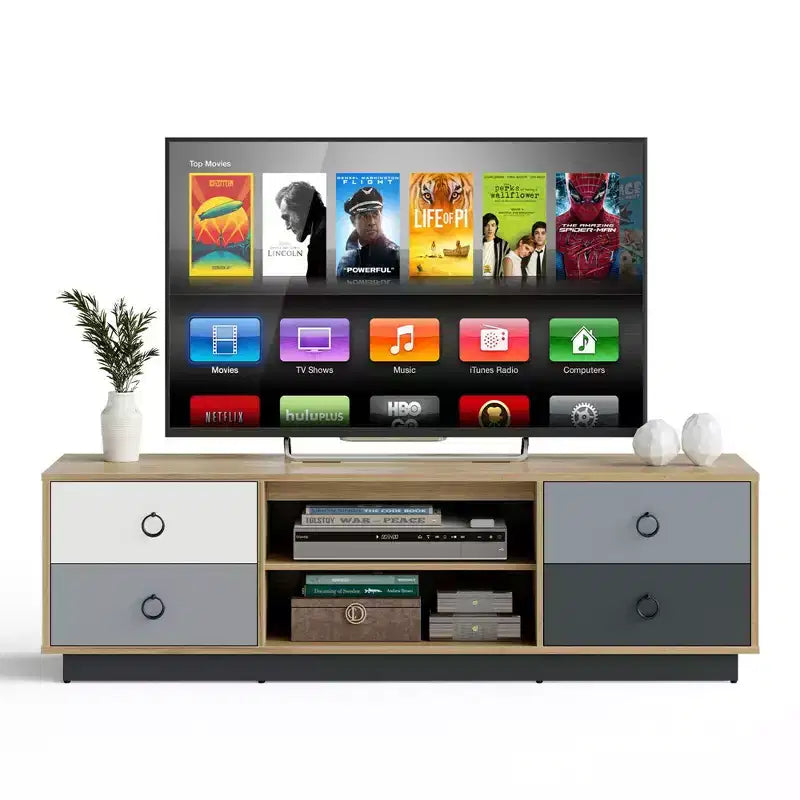 Costway 55'' TV Stand Entertainment Media Center w/ Storage Cabinets Adjustable Shelves